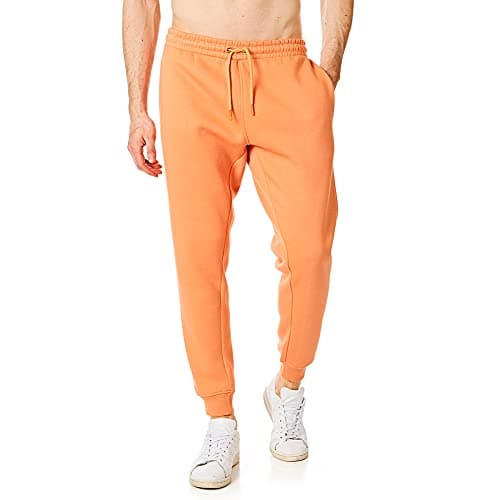 Image of RIPT Men’s Fleece Joggers with Drawstring Waist Cuffed Tracksuit Bottoms with Pockets Soft Touch Sweatpants for Gym & Loungewear (Orange, L)