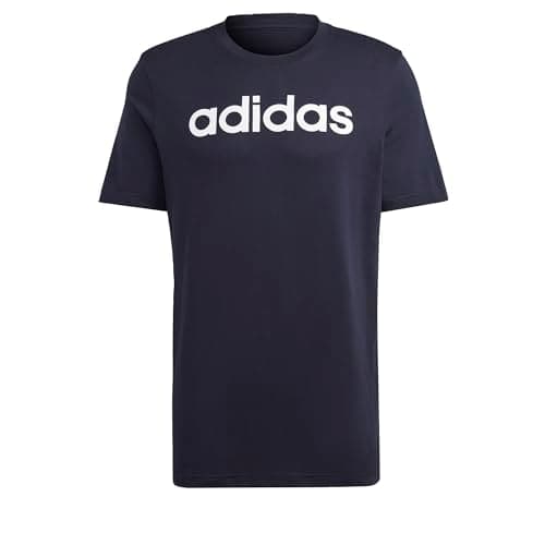 Image of adidas Mens Essentials Single Jersey Linear Embroidered Logo T-Shirt, Ink/White, Medium