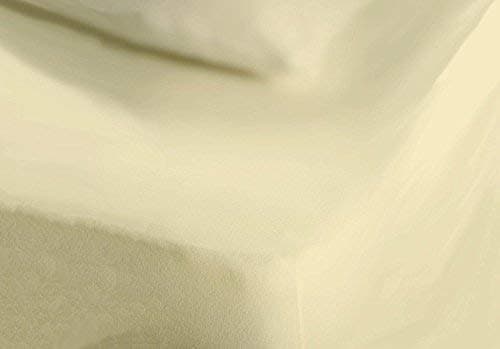 Image of Belledorm 100% Combed Cotton Jersey Memory Foam Deep Fitted Sheet Double in Ivory 38cm Deep