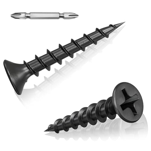 Image of 260 Pcs Black Drywall Plasterboard Screws M4 x 35mm Drywall Screws Coarse Cement Board Decking Exterior Wood Screws Phillips Drive with Bit Black Wood Screws for Drywall Sheetrock Wood and Furniture