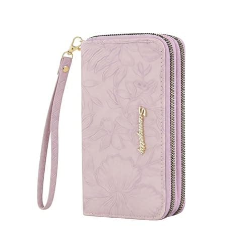 Image of AdiStylinno Women Wallets, Large Capacity Double Zip Long Purses for Women, PU Leather Ladies Credit Card Holder Wallet with Zip Pocket Multi Card Slots and Big Compartments (Purple)