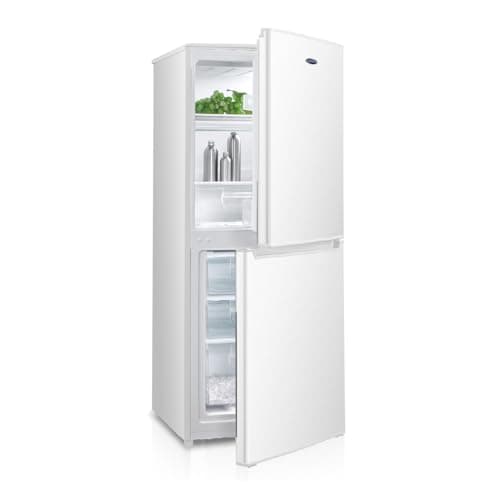 Image of ICE KING IK5558EW Freestanding Fridge Freezer, 50/50 Split, 215L Capacity, White, Reversible Doors, Energy Efficient, Quiet Operation – Ideal for Kitchen or Utility Room