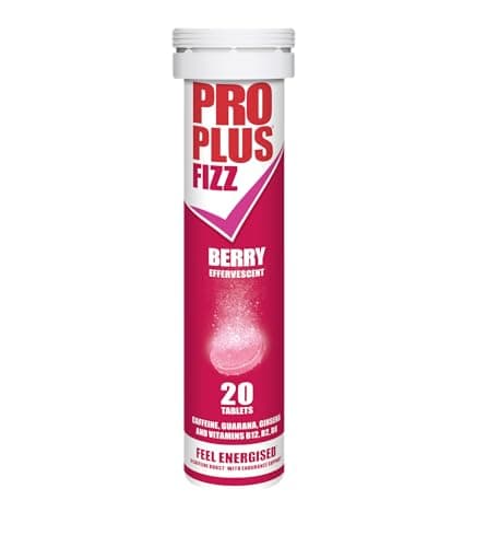 Image of Pro Plus Fizz - 20 Effervescent Berry Flavour Tablets - Caffeine, Guarana, Ginseng and Vitamins B12, B2 & B6