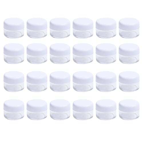 Image of 24PCS 15 Gram 15ml 0.5oz Refillable White Plastic Screw Cap Lid with Clear Base Empty Plastic Sample Container Jars for Cosmetic Make Up Cream Lotion Eye Shadow Nails Powder Gems Jewelry