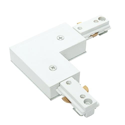 Image of Gloss White 240V Single Circuit Track L Shape Connector Accessory Track Lighting