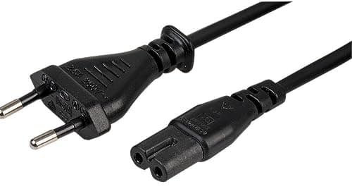 Image of 118Ink 2 Pin Mains Euro EU Power Socket Cable Fig.8 Figure 8 C7 AC Cable Copper Compatible with Laptop Stereo CD Printer PS2 Black 1.5M