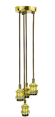 Image of Netagon Modern Retro Brushed Metal Industrial Pendant Ceiling Light Lamp (Bright Gold, 4 Way Cluster)