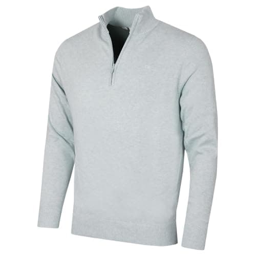 Image of Calvin Klein Mens Campus 1/2 Zip Sweater - Light Blue Marl - M