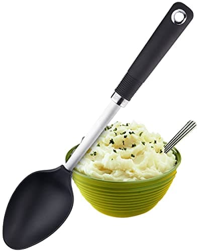 Image of Sabatier Professional Nylon Serving Spoon - Anti-Scratch for Non-Stick Pans. Dishwasher Safe. Stainless Steel Core and Soft Grip Handle. Ideal Cooking Utensil. 25 Year Guarantee.