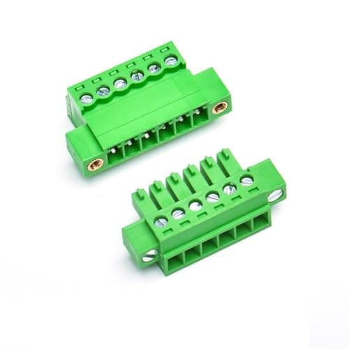 Image of XUGERIP 5 Set 6 Pin 3.81mm Pitch Pluggable Terminal Block with Screw Locking Flange, Male Plug and Female Socket Phoenix Type Connector - 8A, 300V, 16-28AWG