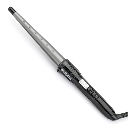 Image of BaByliss Ceramic Curling Wand Pro - 13-25mm Hair Curler for Natural Waves and Curls, Ceramic, 5 Heat Settings 150°C to 210°C, Grey & Black, 2285CU