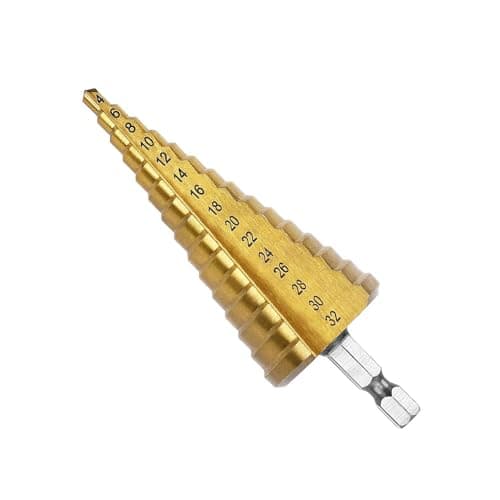 Image of Fongmore 4-32mm HSS Titanium Coated Step Drill Bit High Speed Steel 1/4" Hex Shank Quick Change Cone Drill Bit Hole Cutter For Metal Plastic Wood
