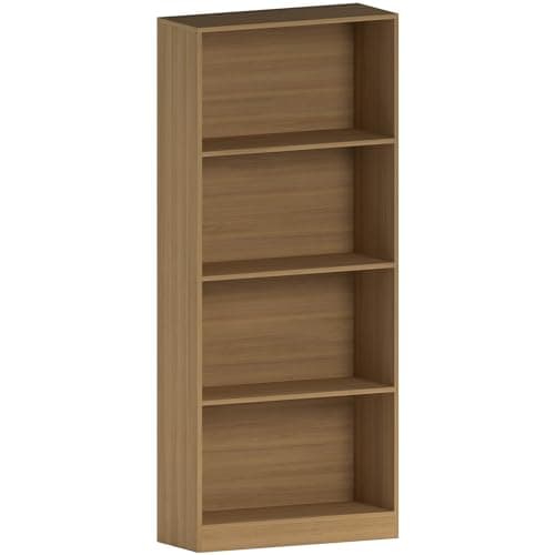 Image of Vida Designs Cambridge 4 Tier Large Bookcase, Oak Wooden Shelving Display Storage Unit Office Living Room Furniture