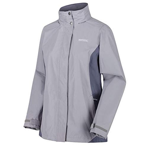 Image of Regatta Daysha Hydrafort Waterproof Jacket with Concealment Hood Jackets Waterproof Shell, Women, Dapple/Onyx Grey, 12
