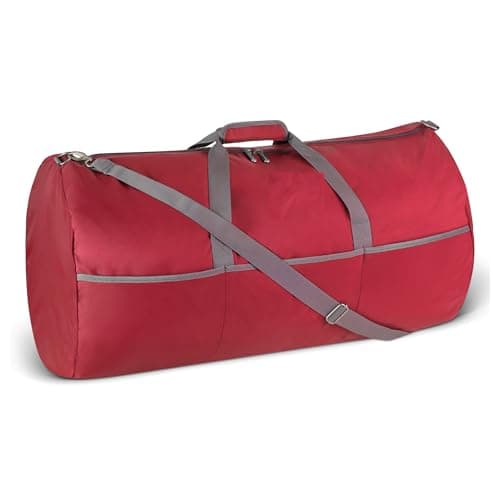 Image of Amazon Essentials 32.4” (82.3cm) Extra Large Foldable Nylon Duffel Bag for Travel/Storage with Zipped Pockets, 9,254 Cubic Inch (150L), 50-LBS Capacity, Red (Previously Amazon Basics)