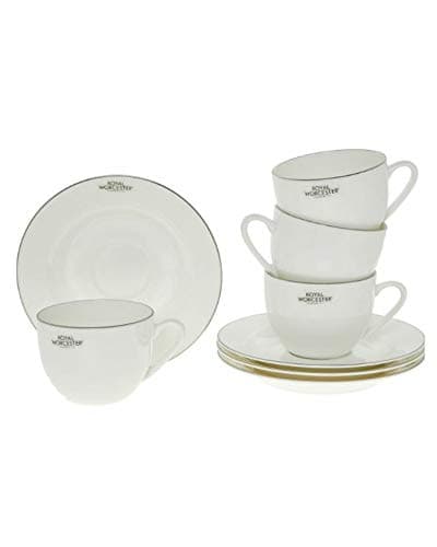 Image of Portmeirion Royal Worcester Serendipity Platinum Teacup and Saucer 0.22L (Set of 4