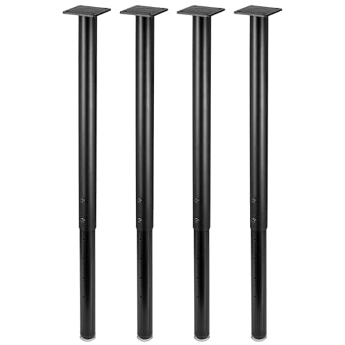 Image of 4-Pack Table Legs Adjustable Metal Breakfast Bar Leg, 60-100cm Height Metal Folding Desk Legs Folding Design for Kitchen Worktop, Dining Table (Black)