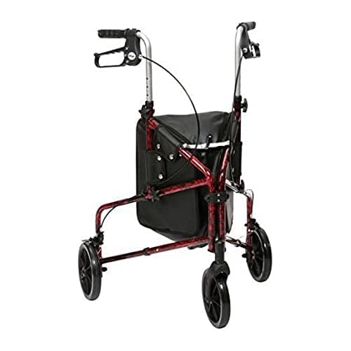 Image of Drive Lightweight Aluminium Trombone Style Tri-Walker with Vinyl Bag, Flame Effect, Red