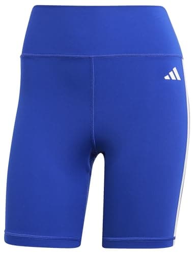 Image of adidas Women's Training Essentials 3-Stripes High-Waisted Short Leggings, semi Lucid Blue, XS