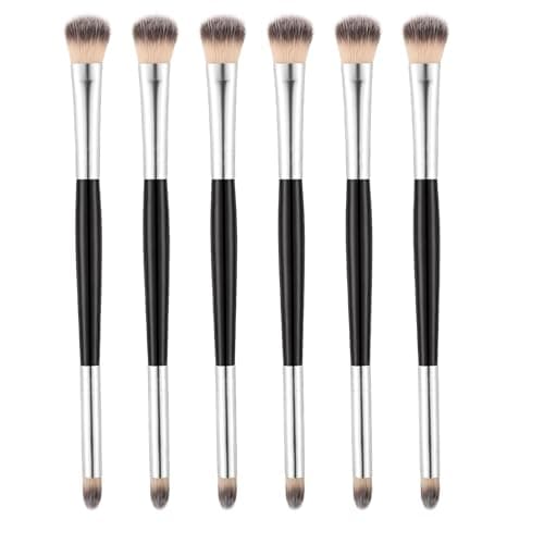 Image of SULIKJHUI 6 Pcs Dual Ended Eyeshadow Brush, 2 in 1 Soft Blending Eye Makeup Brush with Smudge And Precision Tips for Concealer, Eyeliner, Eyebrows, Travel, Black