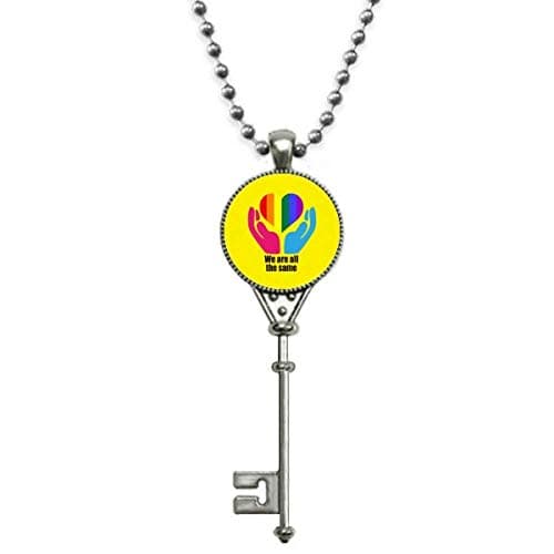 Image of offbb We Are All The Same Art Deco Gift Fashion Pendant Vintage Necklace Silver Key Jewelry