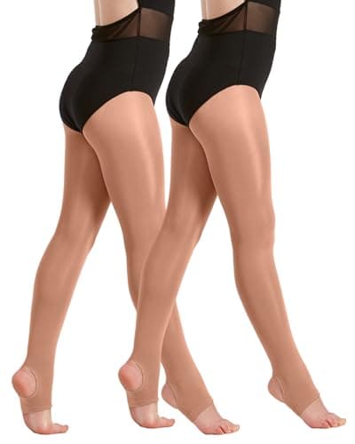 Image of 2 Pairs Shimmer Stirrup Dance Tights - Toast - Small
