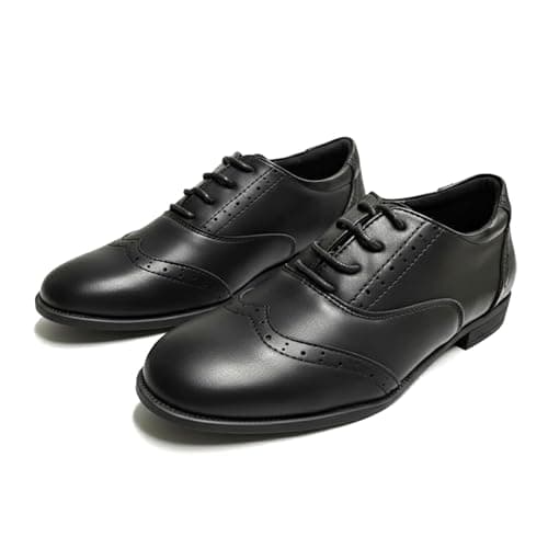Image of A2Z Boys Mens Classic Oxford Brogue School University Office Shoes Lace Up - SCH Shoes Oxford Black 5 UK
