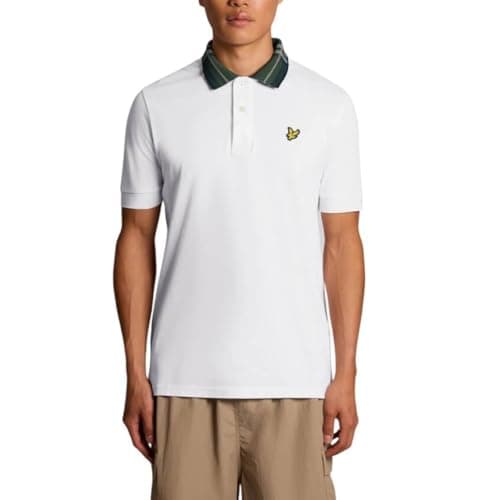 Image of Lyle & Scott SS Polo Shirts Tartan Collar Polo Shirt 626 White, XXL