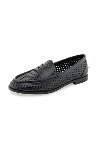 Image of Kenneth Cole Reaction Womens Zoila Perf, Black Crinkle, 6.5 Wide