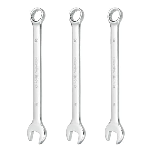 Image of sourcing map 3Pcs Combination Wrench 16mm Metric 12-Point Box and Open End CR-V Steel Double Ended Spanner Tool for Automotive Pipe Furniture Machinery DIY Repair, Silver White