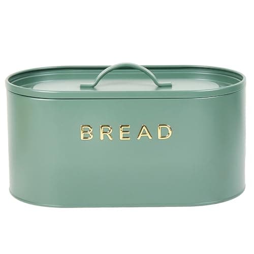 Image of wilko Typhoon 4 Piece Storage Set, Green, Coated Steel, Bread Bin with Tea Coffee Sugar Canisters, Solid Pattern, Modern Style, Lids with Handle, 39 x 18 x 12cm