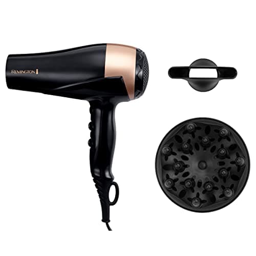 Image of Remington Ionic Hair Dryer [Shine & Softness Care - Natural and Coloured Hair] Radiance Shine (Powerful 2200W, Frizz-free, 3 Temperatures/2 Speed, Concentrator + Diffuser) D6098