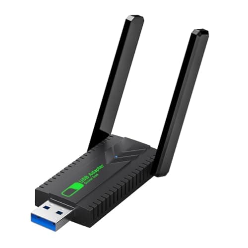 Image of Wireless WiFi Dongle Adapter for PC, 1300Mbps USB Free Dual Band 5GHz/2.4GHz WiFi Dongle Wireless Network Adapter High Gain Dual Antennas Ultra-Low Latency Compatible for Windows XP 11/10/8.1/8/7