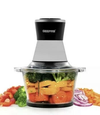 Image of GEEPAS Mini Food Processor, 2L | 500W Copper Motor 3 Speed Setting | 4 Bi-Level Blades Glass Bowl & Safety Lock | Garlic Peeler Food Chopper for Mixing Mincing Pureeing Salads Salsa Pesto Curry Pastes