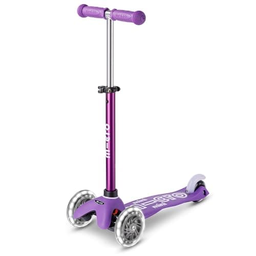 Image of Micro Scooters | Mini Micro Deluxe LED Children's Scooter | Extra Grippy Deck | Weather Tested Stem | Remove & Fold Handlebar | Light Up Wheels | 2-5yrs | Boys & Girls | Purple