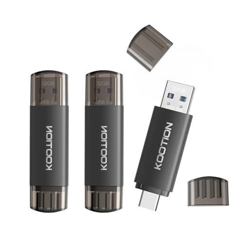 Image of 32GB USB 3.0 Type C Stick 3Pack, KOOTION 2-in-1 Dual Flash Drive USB A + USB C OTG Flash Drive for Android Smartphone Tablet Computer Laptop (Black)