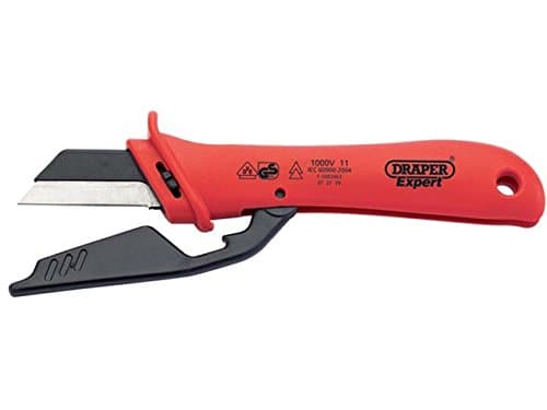 Image of Draper Expert 04616 180mm VDE Approved Fully Insulated Cable Knife, Red