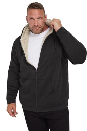 Image of BadRhino Big & Tall Borg Zip Through Hoodie - Men's - Plus Size Curve Black
