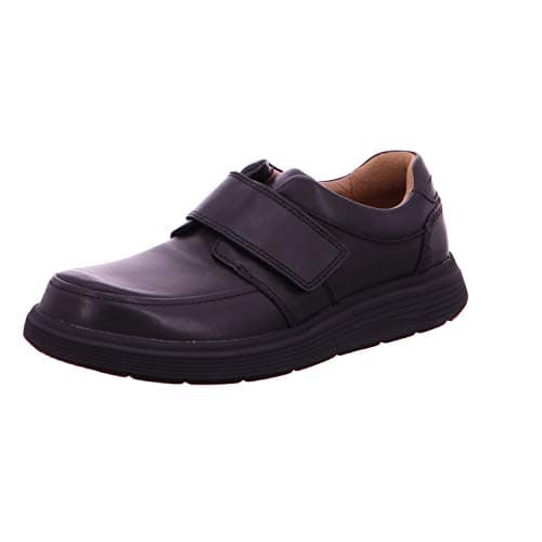 Image of Clarks Mens Un Abode Strap Loafers, Black, 11 UK Wide