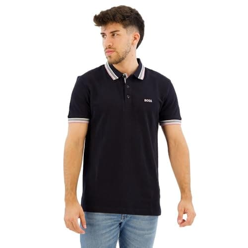Image of BOSS Men's Paddy Curved Polo Shirt, Dark Blue402, M