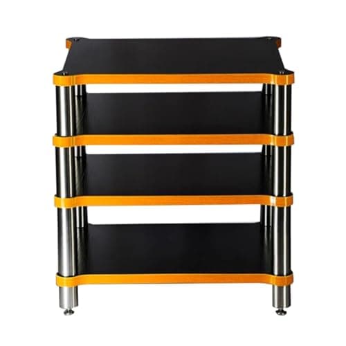 Image of 3/4 Tier HiFi Media Shelf for AV Equipment, Turntable Stand, Audio Tower Storage for Turntables, Printers, Sky Box & TV (Black A, 60 x 48 x 97 cm)