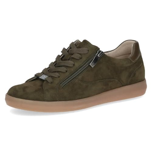 Image of CAPRICE Women's Low-top Leather lace-up Sneakers, Green (Khaki Suede), 7 UK