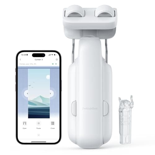Image of SwitchBot Smart Automatic Curtain Opener - Bluetooth Remote Control with App/Timer, Upgraded High-Performance Motor, Add SwitchBot Hub to Make it Work with Alexa, Google Home, HomeKit(Curtain 3,Rod)