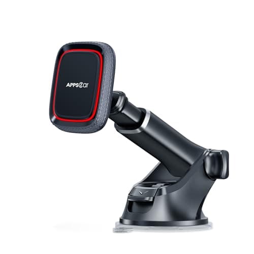 Image of APPS2Car Magnetic Phone Car Mount, Universal Dashboard Windscreen Industrial-Strength Suction Cup Car Phone Mount Holder with Adjustable Telescopic Arm, 6 Strong Magnets for All Cell Phones