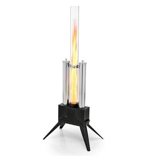 Image of LANDMANN Pellet Fire Column, Pellet Fire Pit, Ideal as a Fire Pipe & Fire Column, Fire Barrel and Ambient Fire in 1, Cast Aluminium Pellet Torch for Standard Wooden Pallets, Burning Time up to 150