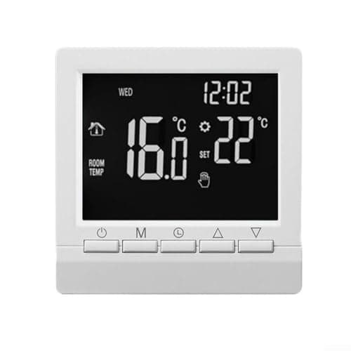 Image of Feeshoppher Programmable Digital Boiler Thermostat with LCD Display, Wired Room Temperature Controller for Heating Systems, 7-Day Timing Modes, Child Lock and Anti-Freeze Protection
