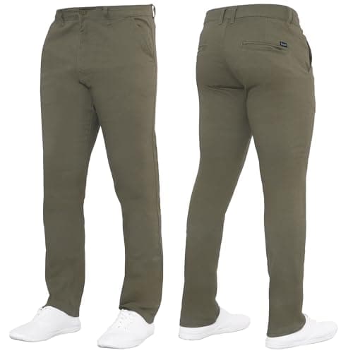 Image of 989Zé ENZO Mens Stretch Chino Slim Fit Leg Jeans Trousers Pants by Raw Denim EZ348 Beige 32W / 32L