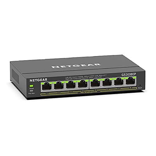 Image of NETGEAR PoE Switch 8 Port Gigabit Ethernet Plus Network Switch (GS308EP) - with 8 x PoE+ @ 62W - Desktop or Wall Mount