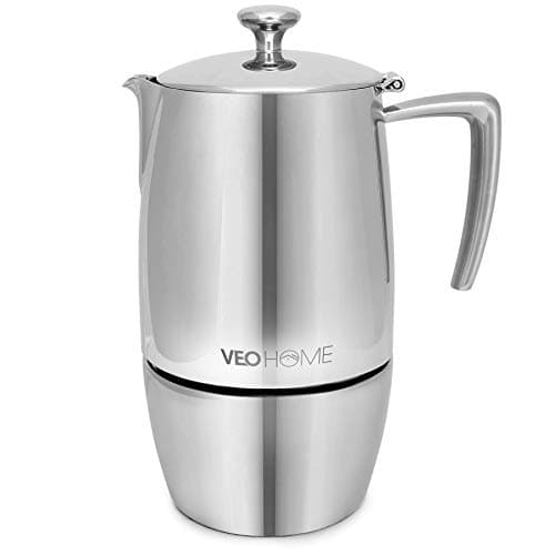 Image of VeoHome Stovetop Espresso Coffee Maker - 10 Cups 500ml Multi-Stove Stainless Steel Induction Moka Pot - Unbreakable and Dishwasher-Safe Italian Style Caffe Machine