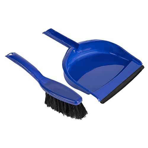 Image of JANTEX Dustpan and Soft Bristle Brush Set, Blue, 250 (H) x 260 (W) x 340 (D) mm